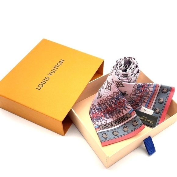 Louis Vuitton Monogram Bandeau Map Trunks M75551 Silk Scarf W/B i111117 - Picture 2 of 16